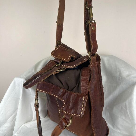 LUCKY BRAND Abby Roads Leather Cross Body Purse Made in Italy Boho - Picture 4 of 8